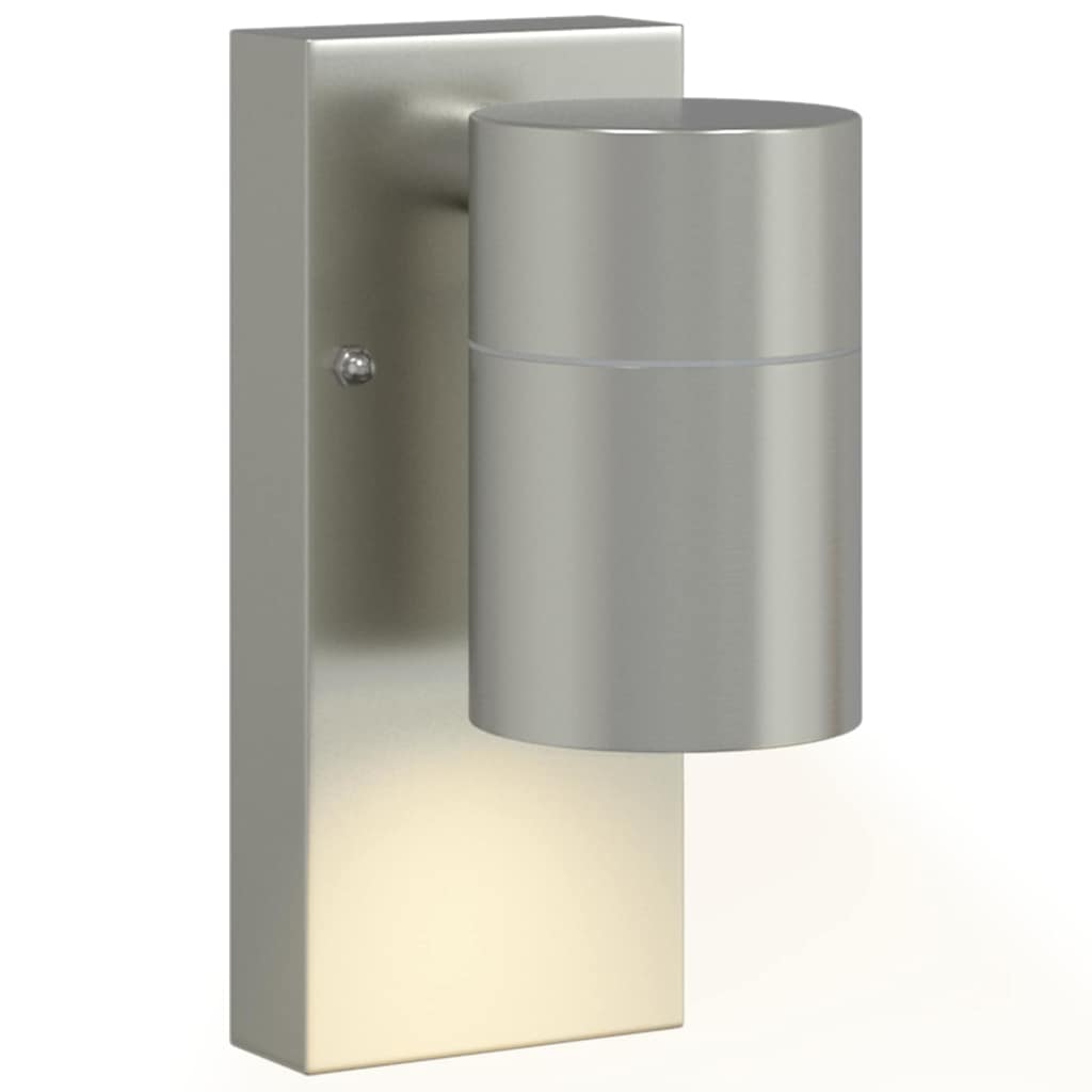 Set di 2 robuste applique da parete per esterni design moderno 6,5 x 10,5 x 16 cm acciaio inox argento 02_0056532