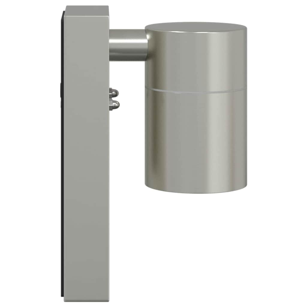 Set di 2 robuste applique da parete per esterni design moderno 6,5 x 10,5 x 16 cm acciaio inox argento 02_0056532
