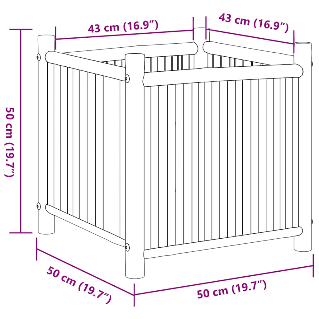 Fioriera 50x50x50 cm in Bambù