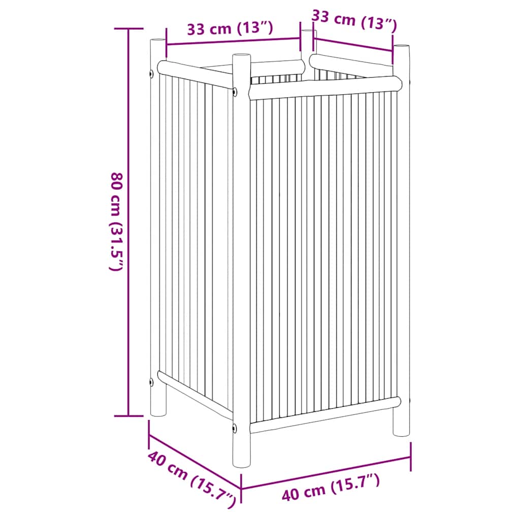 Fioriera-Vaso-Contenitore per Piante 40x40x80 cm in Bamb¨´