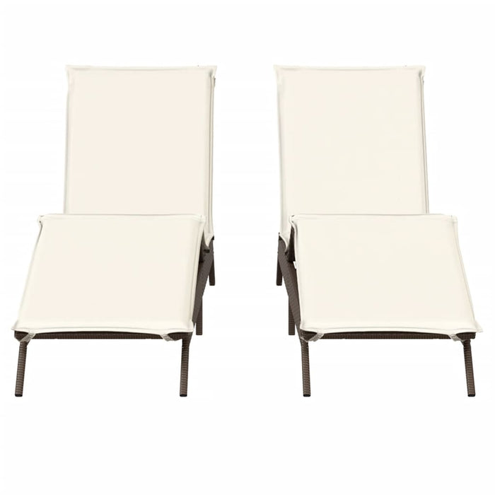 Lettini Prendisole 2 pz con Cuscini Marrone in Polyrattan