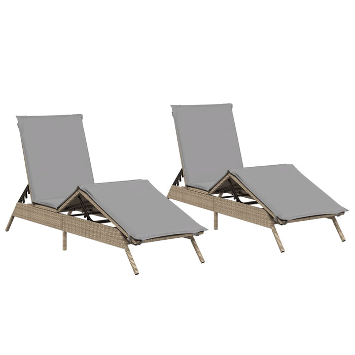 vidaXL Lettini Prendisole 2 pz con Cuscini Beige in Polyrattan