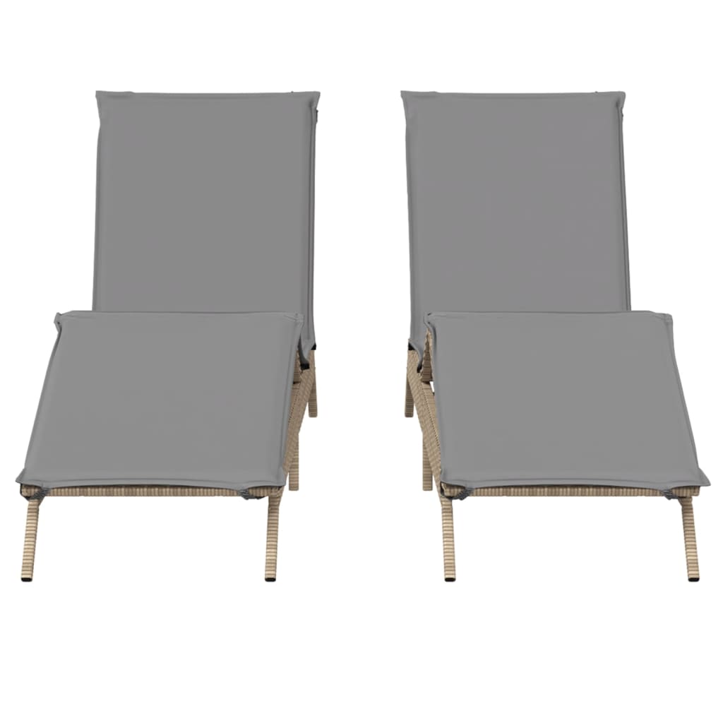 vidaXL Lettini Prendisole 2 pz con Cuscini Beige in Polyrattan