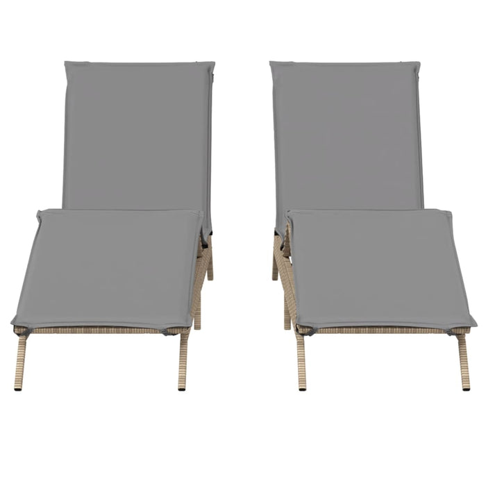 vidaXL Lettini Prendisole 2 pz con Cuscini Beige in Polyrattan