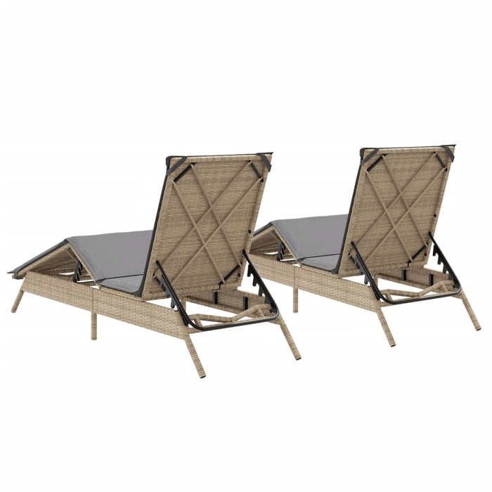 vidaXL Lettini Prendisole 2 pz con Cuscini Beige in Polyrattan