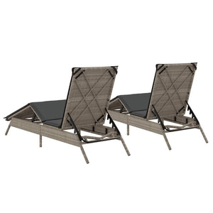 vidaXL Lettino Prendisole 2 pz con Cuscini Grigio Chiaro in Polyrattan