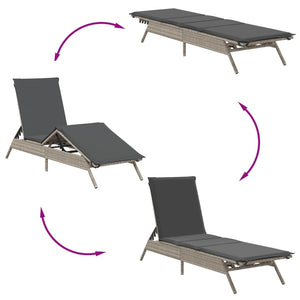vidaXL Lettino Prendisole 2 pz con Cuscini Grigio Chiaro in Polyrattan