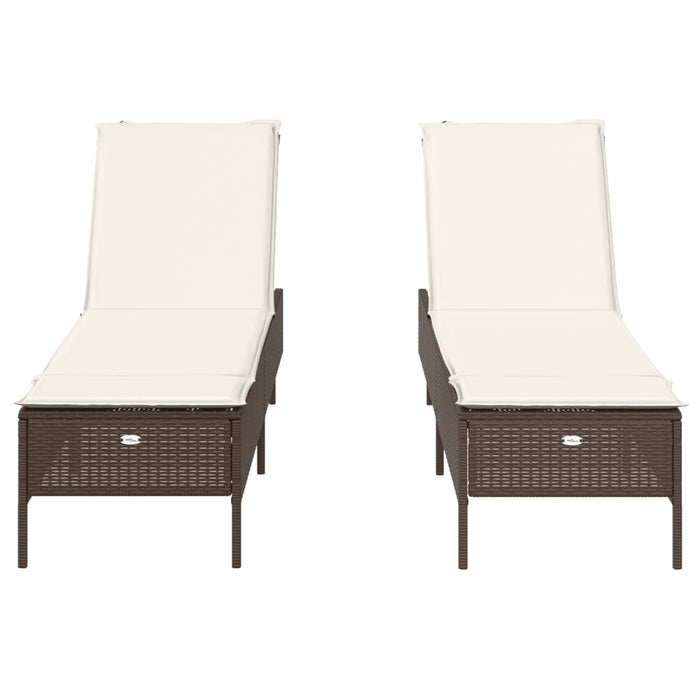 vidaXL Lettini Prendisole 2 pz con Cuscini Marrone in Polyrattan
