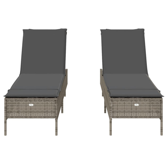 Lettini Prendisole 2 pz con Cuscini Grigio in Polyrattan 3261589