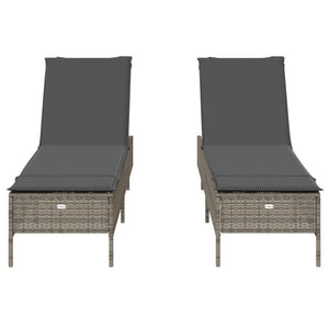 vidaXL Lettini Prendisole 2 pz con Cuscini Grigio in Polyrattan