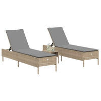 Lettini Prendisole 2 pz con Cuscini Beige in Polyrattan