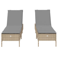 Lettini Prendisole 2 pz con Cuscini Beige in Polyrattan