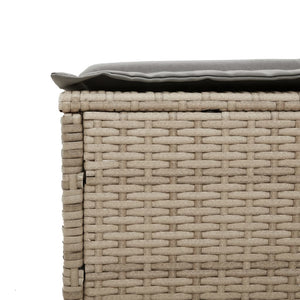 Lettini Prendisole 2 pz con Cuscini Beige in Polyrattan