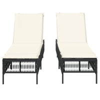 Lettini Prendisole con Cuscini 2 pz Neri in Polyrattan 3261596