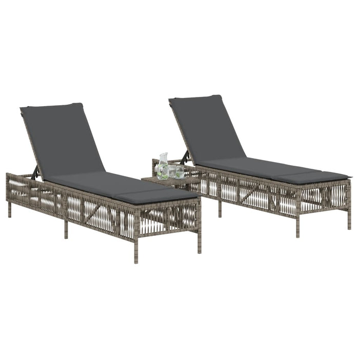 Lettini Prendisole 2 pz con Cuscini Grigio in Polyrattan 3261598