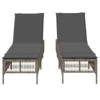 Lettini Prendisole 2 pz con Cuscini Grigio in Polyrattan