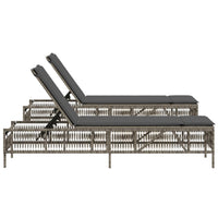 Lettini Prendisole 2 pz con Cuscini Grigio in Polyrattan 3261598