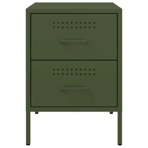 Comodino-Tavolino da notte Verde Oliva 36x39x50,5 cm in Acciaio 240306