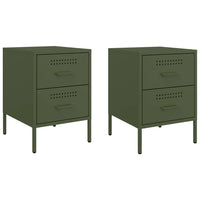Comodini 2 pz Verde Oliva 36x39x50,5 cm in Acciaio 842931