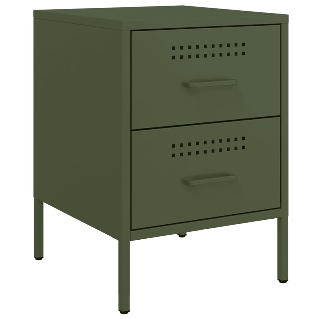 Comodini 2 pz Verde Oliva 36x39x50,5 cm in Acciaio 842931