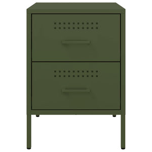 Comodini 2 pz Verde Oliva 36x39x50,5 cm in Acciaio