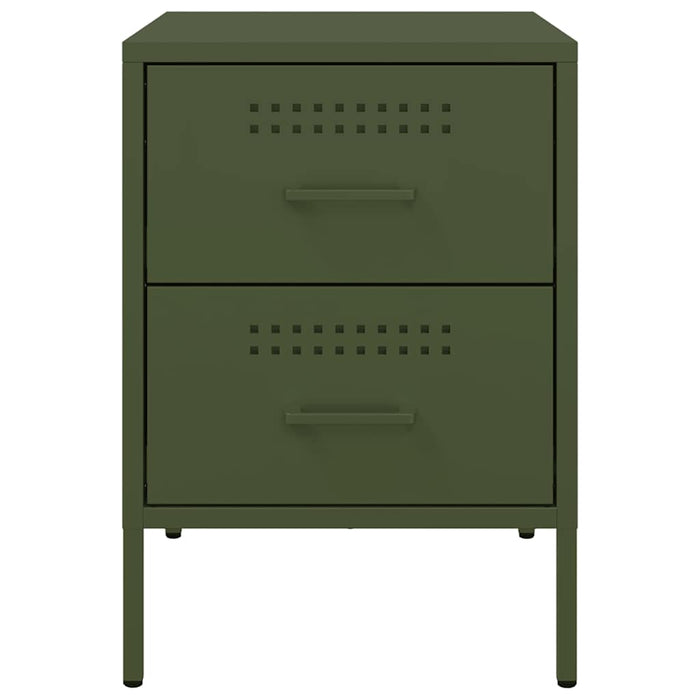 Comodini 2 pz Verde Oliva 36x39x50,5 cm in Acciaio