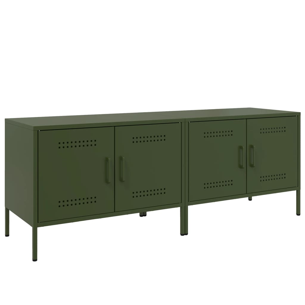 Mobili TV 2pz Verde Oliva 68x39x50,5 cm in Acciaio 842943