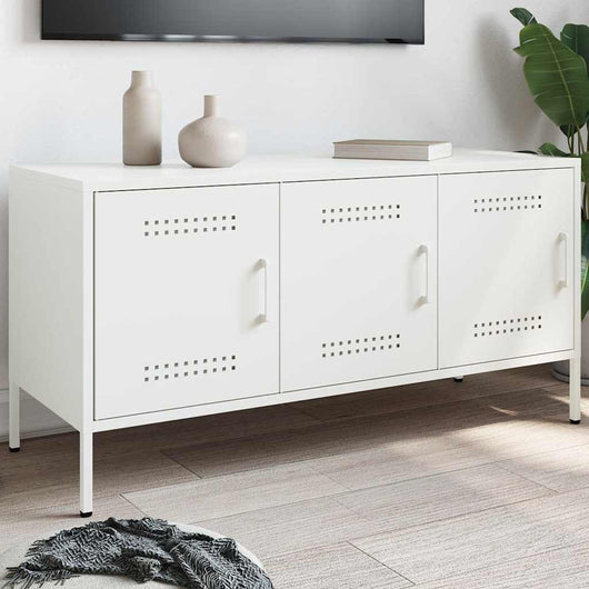Mobile TV-Credenza TV-Console TV Bianco 100,5x39x50,5 cm in Acciaio 241149