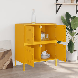 vidaXL Credenza Giallo Senape 68x39x79 cm in Acciaio