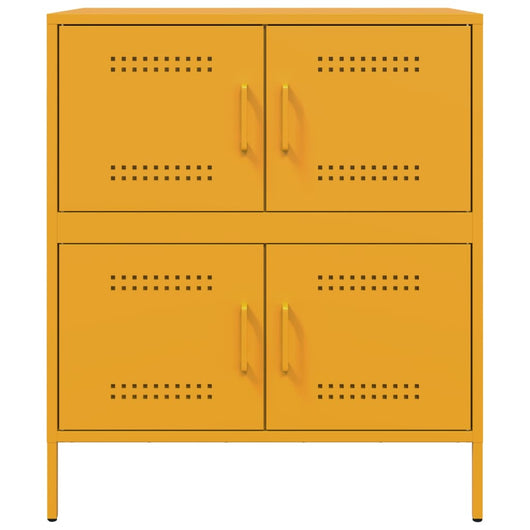 Credenza buffet cassettiera mobile contenitore organizer cucina soggiorno soggiorno giallo senape 68 x 39 x 79 cm acciaio Giallo 02_0035708