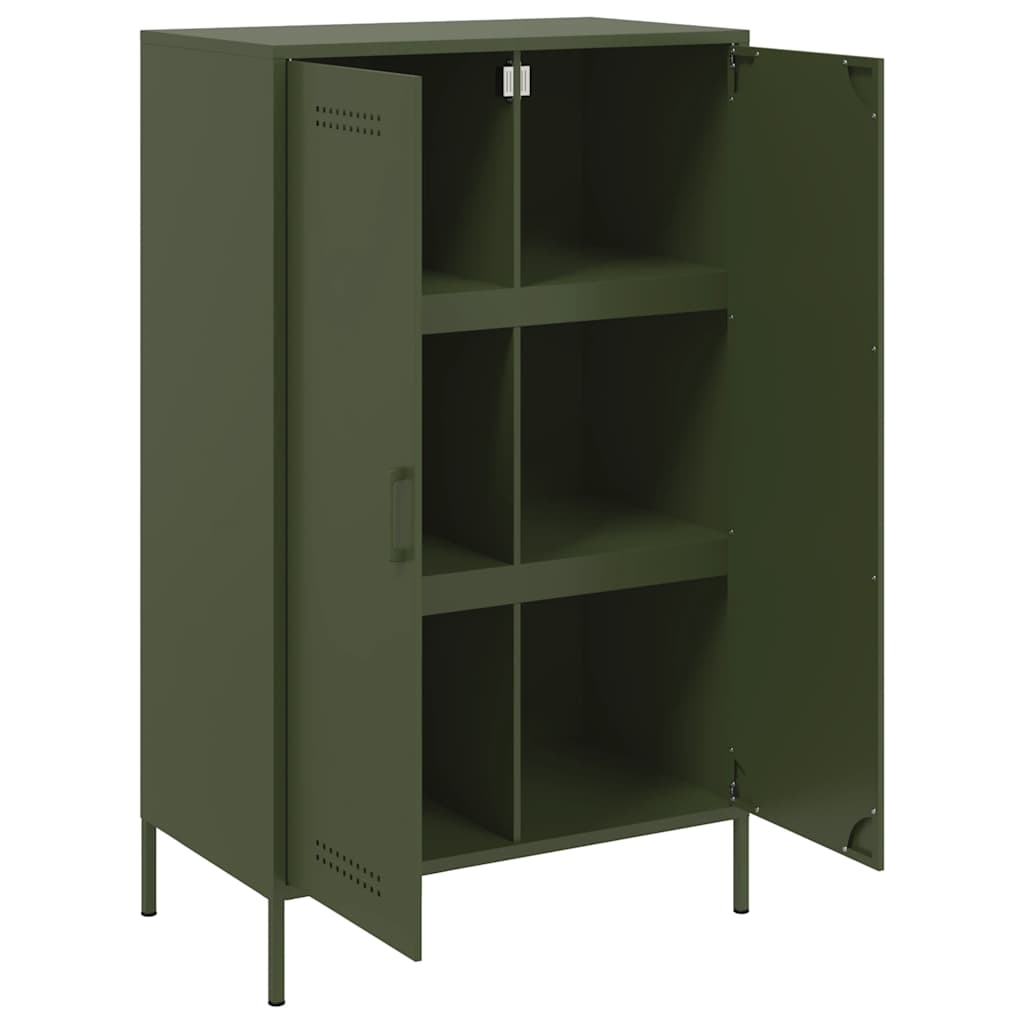 vidaXL Credenza Verde Oliva 68x39x113 cm in Acciaio