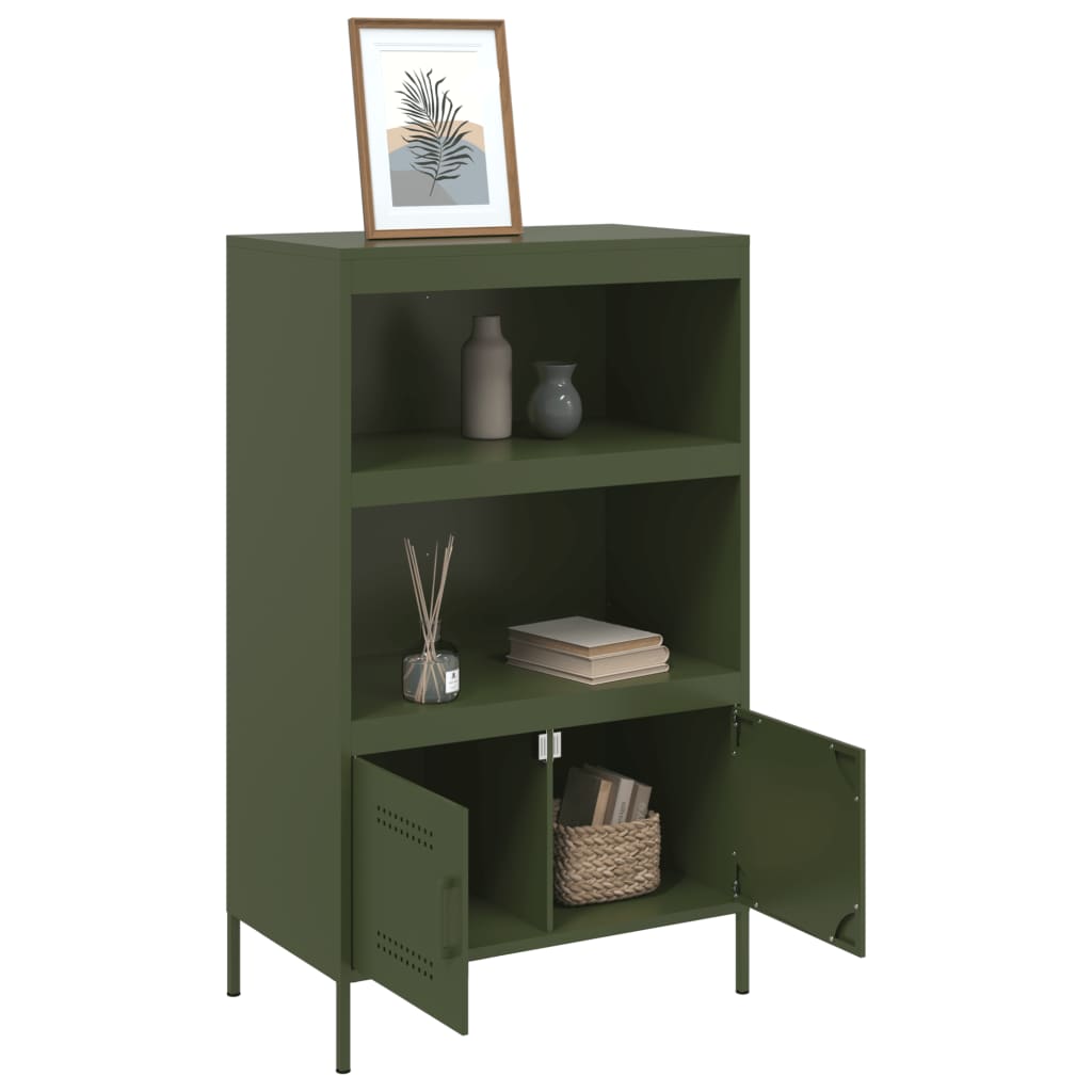 vidaXL Credenza Verde Oliva 68x39x113 cm in Acciaio