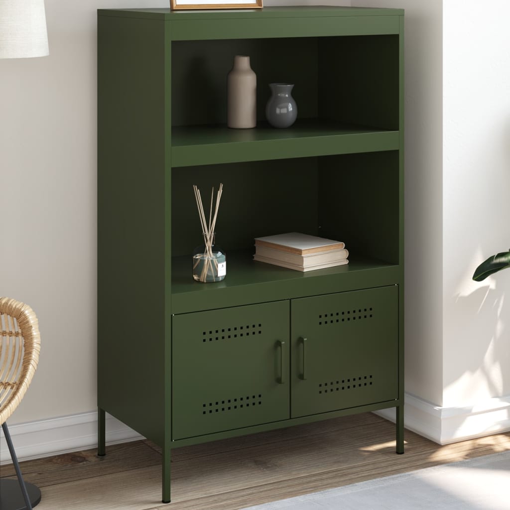 vidaXL Credenza Verde Oliva 68x39x113 cm in Acciaio