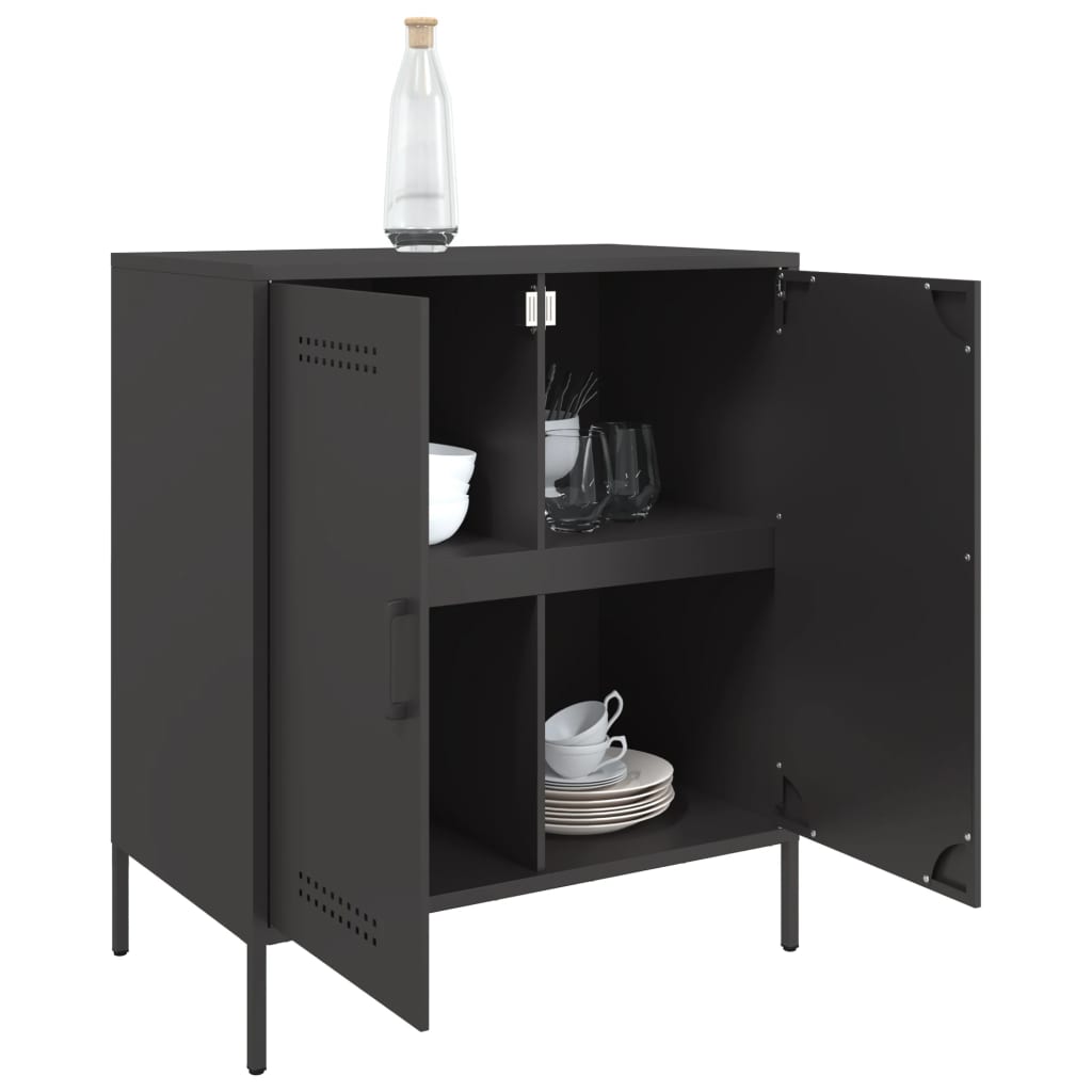 vidaXL Credenza Nera 68x39x79 cm in Acciaio