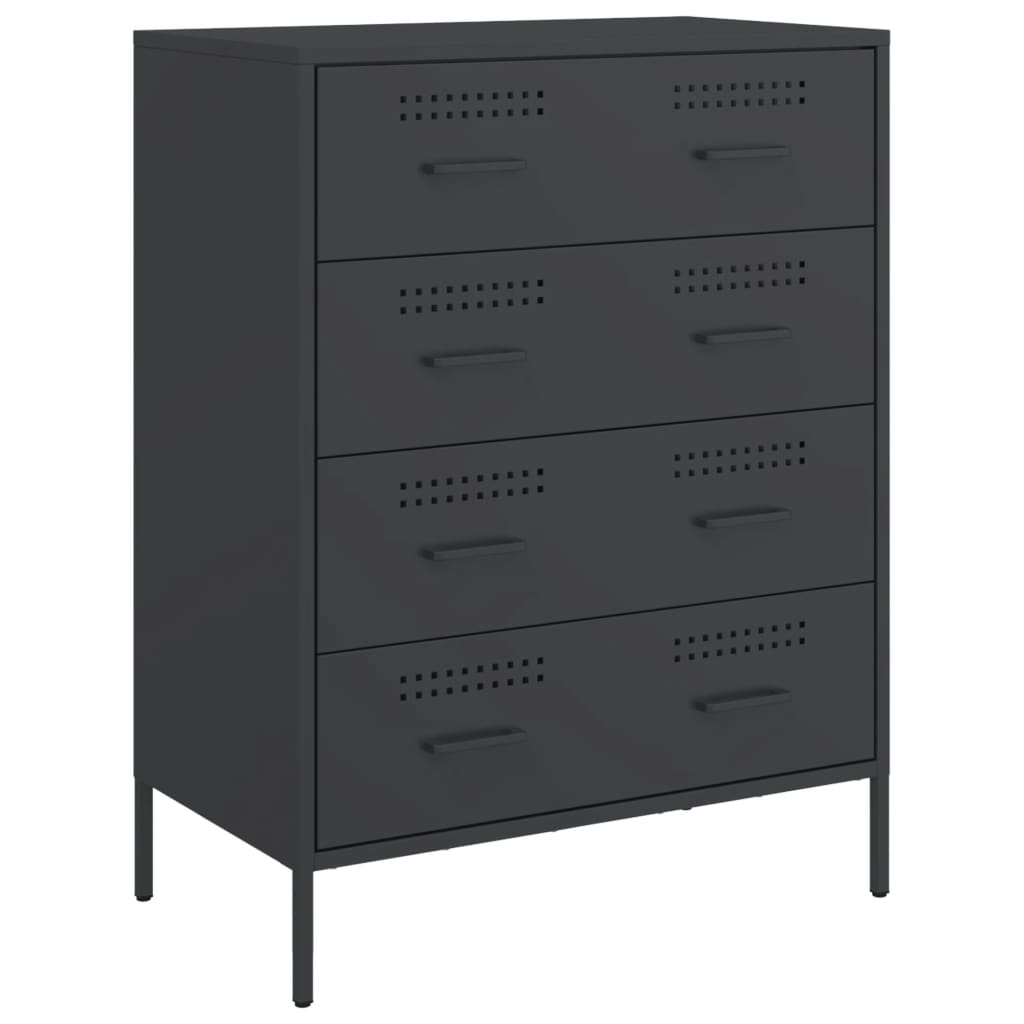 Credenza-Buffet-Armadio da cucina Nera 68x39x89 cm in Acciaio