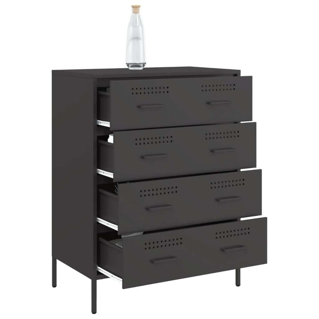 Credenza-Buffet-Armadio da cucina Nera 68x39x89 cm in Acciaio