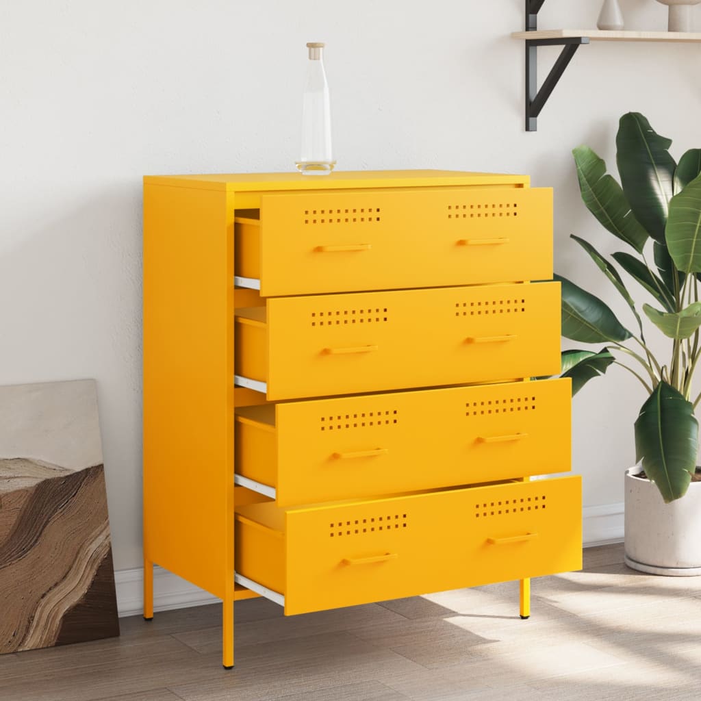 Credenza Giallo Senape 68x39x89 cm in Acciaio 842985