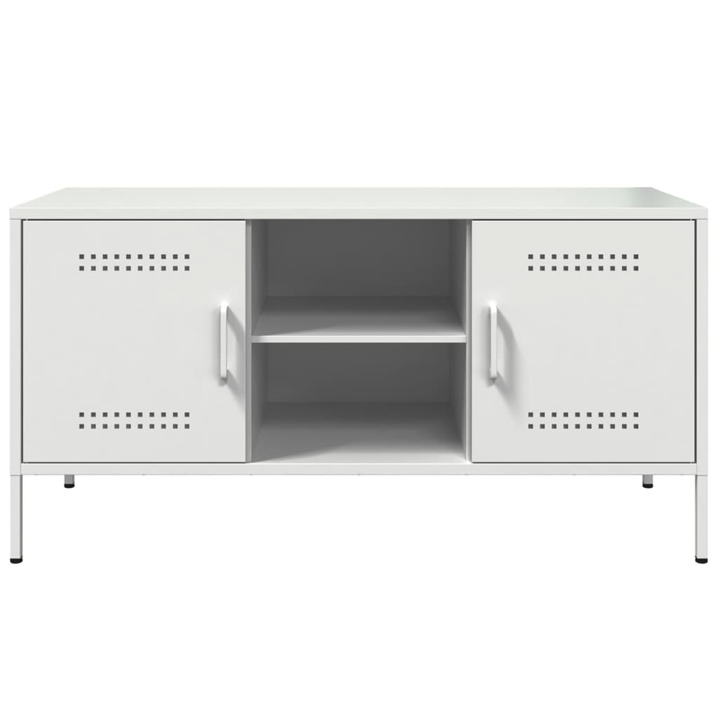 Mobile TV-Credenza TV-Console TV Bianco 100,5x39x50,5 cm in Acciaio 823951