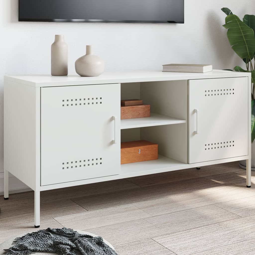 Mobile TV-Credenza TV-Console TV Bianco 100,5x39x50,5 cm in Acciaio 823951