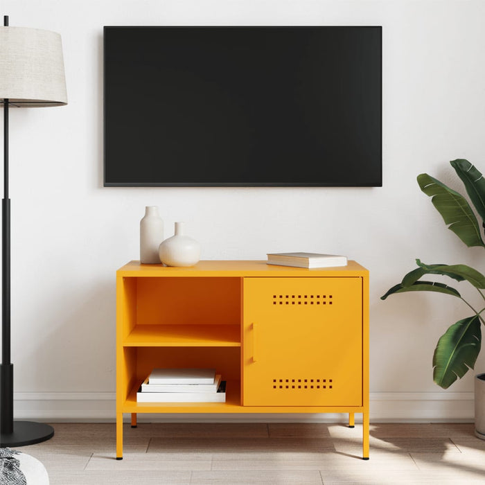 Mobile TV-Credenza TV-Console TV Giallo Senape 68x39x50,5 cm in Acciaio 804863