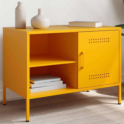 Mobile TV-Credenza TV-Console TV Giallo Senape 68x39x50,5 cm in Acciaio 804863