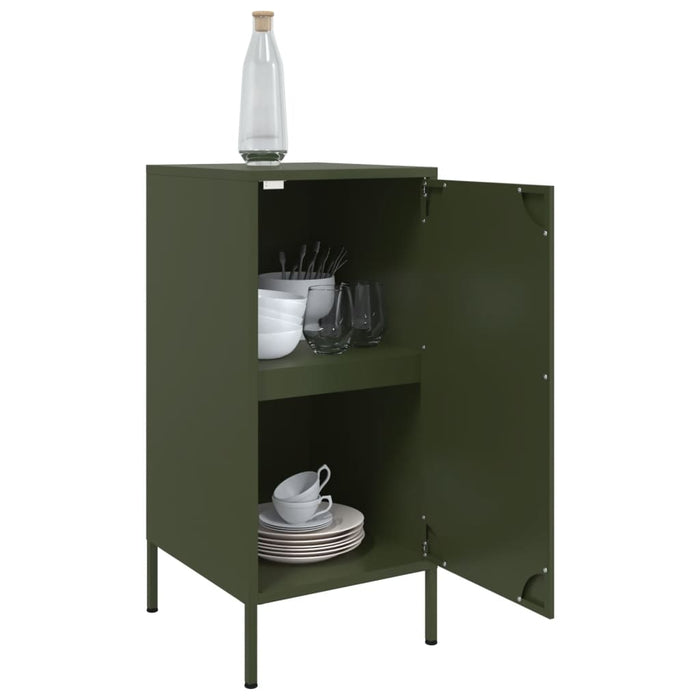 vidaXL Credenze 2 pz Verde Oliva 36x39x79 cm Acciaio