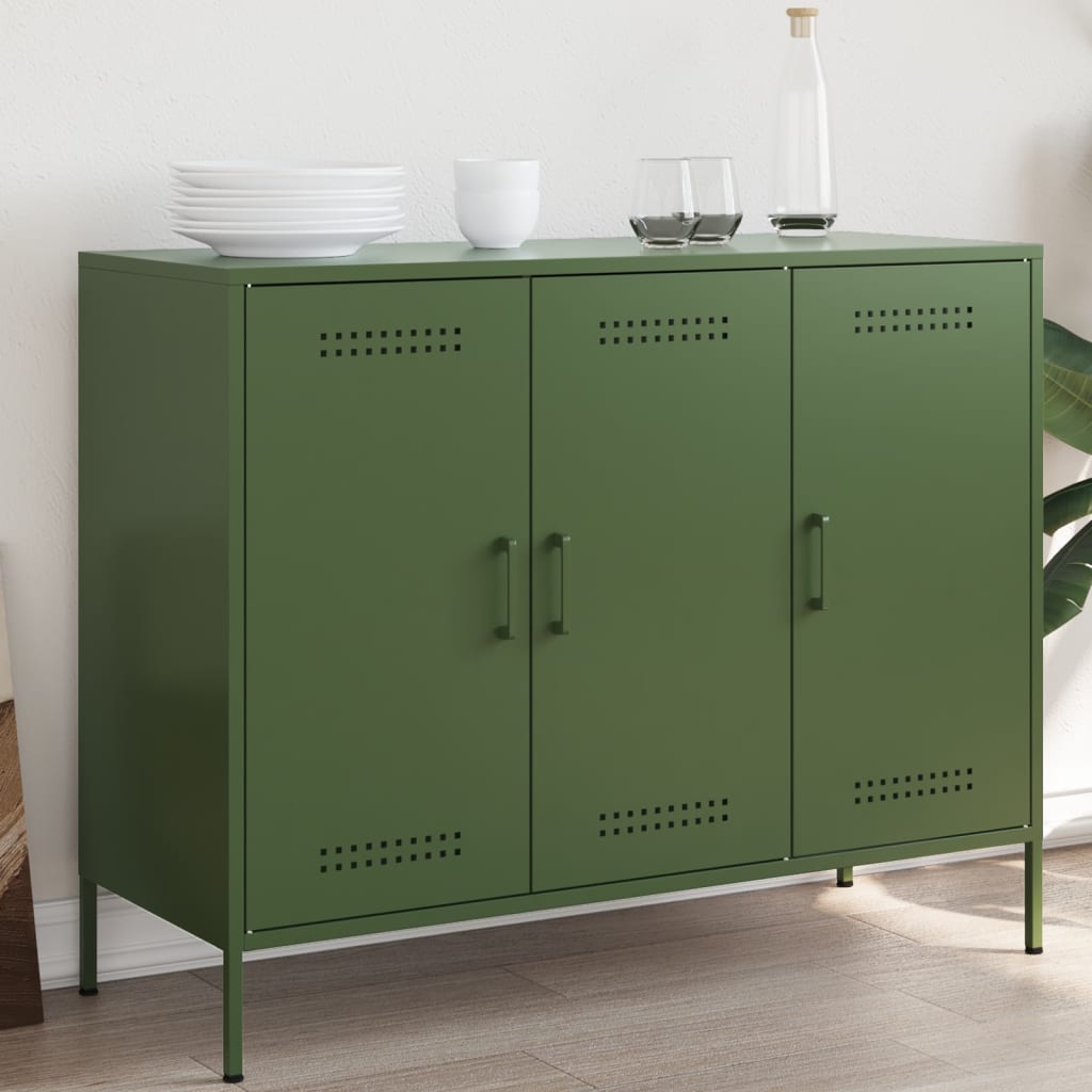 Credenza Verde Oliva 100,5x39x79 cm in Acciaio 843028
