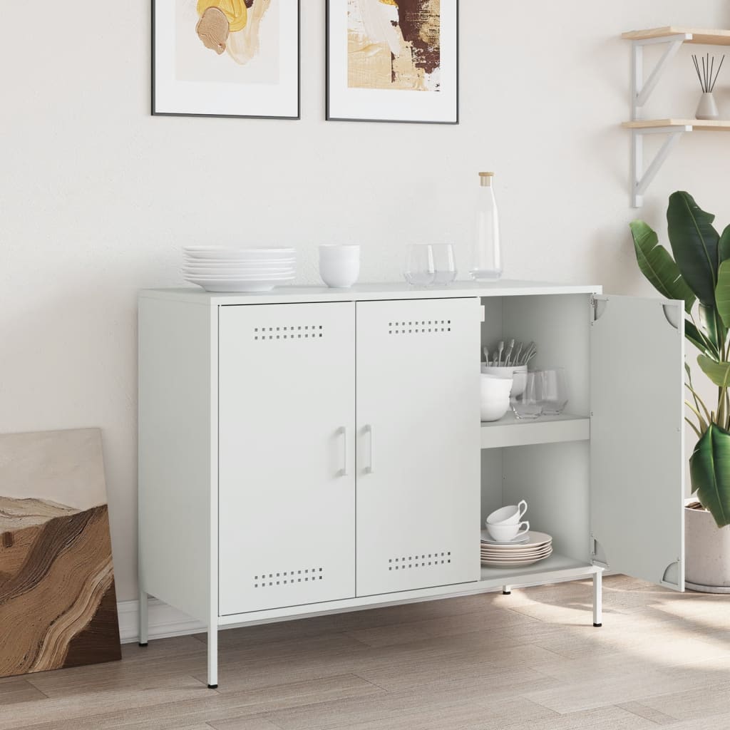 vidaXL Credenza Bianca 100,5x39x79 cm in Acciaio