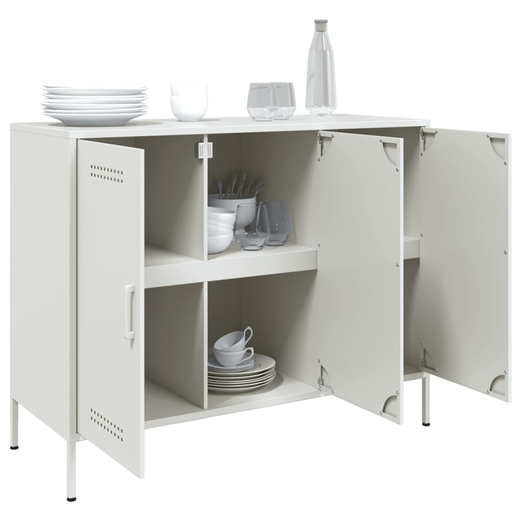 vidaXL Credenza Bianca 100,5x39x79 cm in Acciaio