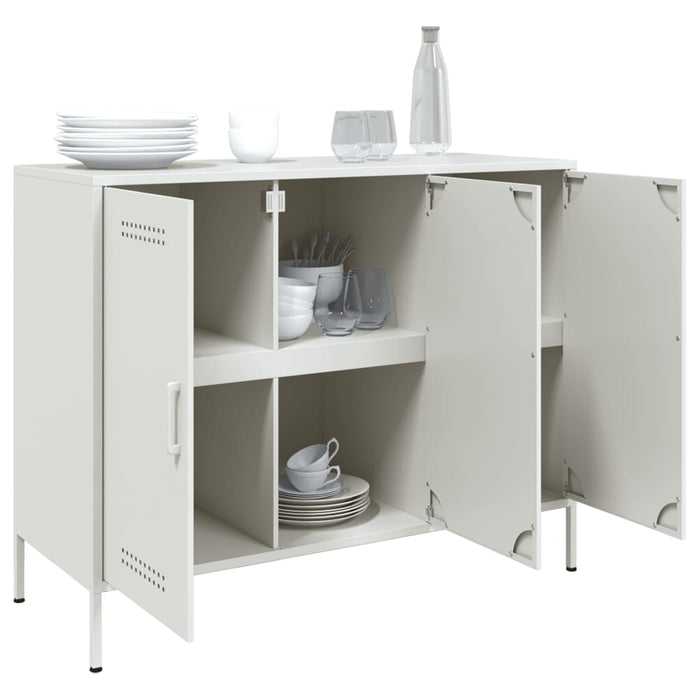 vidaXL Credenza Bianca 100,5x39x79 cm in Acciaio