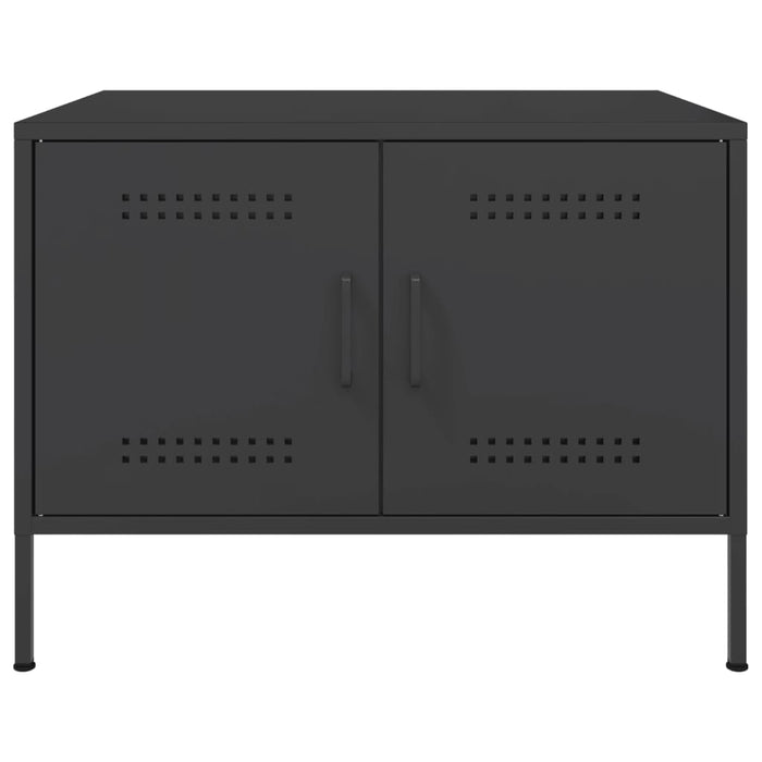 Tavolino da Salotto Nero 68x50x50,5 cm in Acciaio