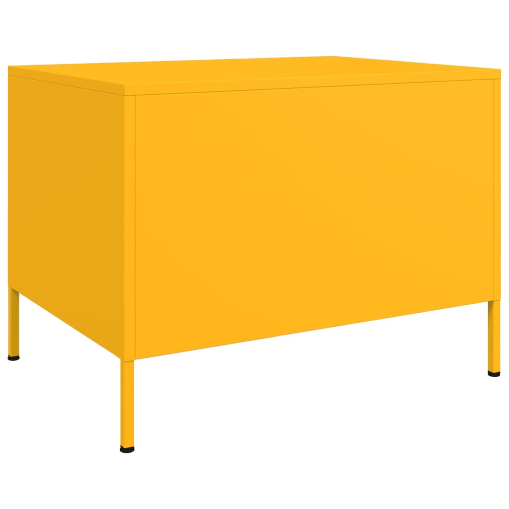 Tavolino da Salotto Giallo Senape 68x50x50,5 cm in Acciaio 843033