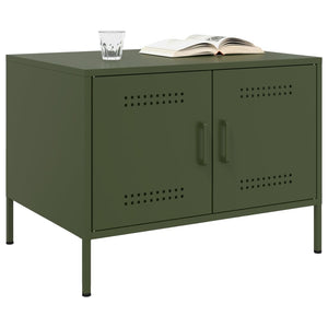 Tavolino da Salotto Verde Oliva 68x50x50,5 cm in Acciaio 843034