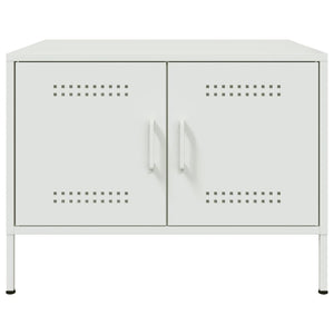 Tavolino da Salotto Bianco 68x50x50,5 cm in Acciaio 843035